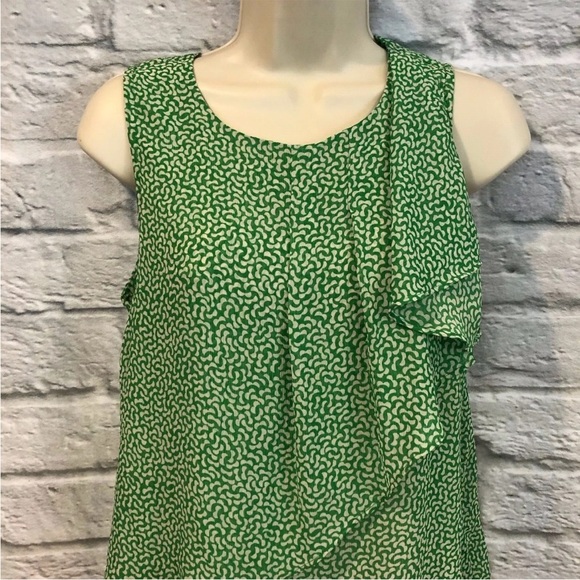 Anthropologie 2 HD in Paris Sungarden Green Geometric Sleeveless Chiffon Blouse - Picture 3 of 8